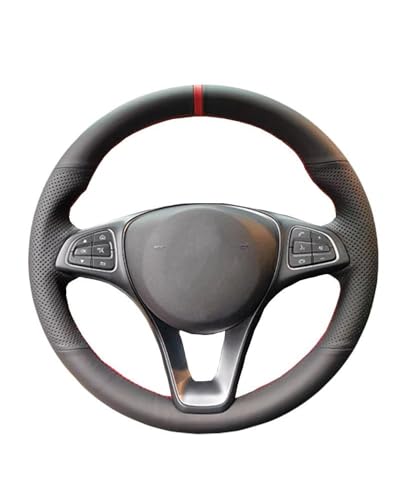 ZJSSJZ Auto Lenkradbezug Für Benz Für Vito III Für W447 2015 2016 2017 2018 2019 2020 DIY Handgenähte Schwarze Kunstleder Autolenkradabdeckung Lenkrad Abdeckung (Size : Red Thread) von ZJSSJZ