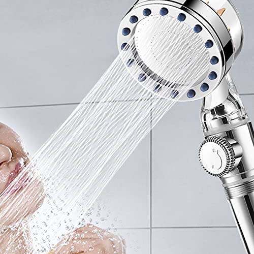 Duschkopf Handbrause, Propeller Hochdruck Regendusche, Brausekopf Mit Wassersparend, 360 ° Drehbar Duschkopf Mit Filter, Turbo Charger Shower Head, Badezimmer Duschkopf (Silber) von ZJT