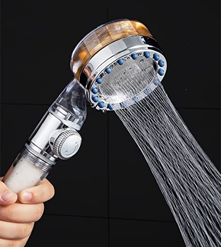 Duschkopf Handbrause, Propeller Hochdruck Regendusche, Brausekopf Mit Wassersparend, 360 ° Drehbar Duschkopf Mit Filter, Turbo Charger Shower Head, Badezimmer Duschkopf (Transparent) von ZJT