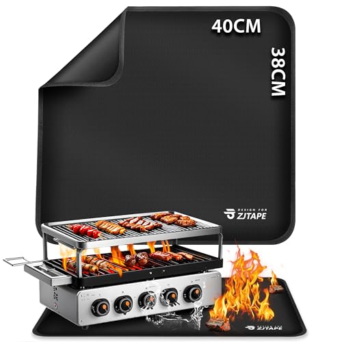 Feuerfeste Matte - Hitzebeständige Grillmatte 38x40cm, Hitzeschutzmatte Schützt Vorbereitungstisch und Outdoor-Grill, Feuerfeste Unterlage Grillmatten von ZJTAPE