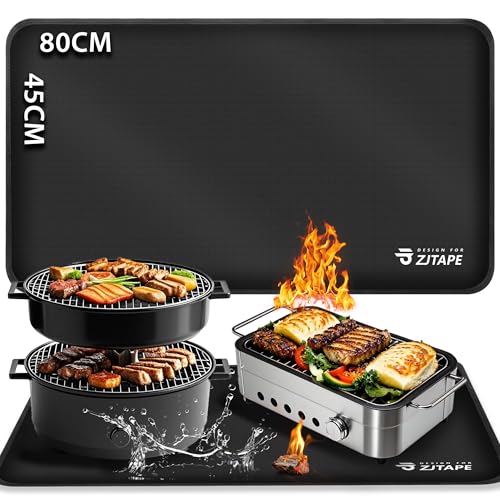 Feuerfeste Matte - Hitzebeständige Grillmatte 80x45cm, Feuerfeste Unterlage Schützt Vorbereitungstisch und Outdoor-Grilltisches, Hitzeschutzmatte Grillmatten von ZJTAPE