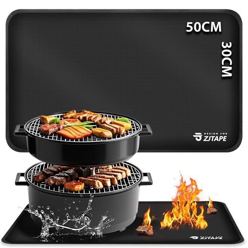 Feuerfeste Unterlage - Hitzebeständige Grillmatte 50x30cm, Feuerfeste Matte Schützt Vorbereitungstisch und Outdoor-Grilltisches, Hitzeschutzmatte Grillmatten von ZJTAPE