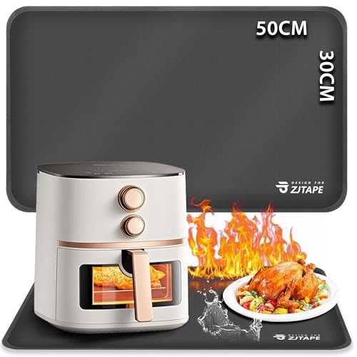 ZJTAPE Feuerfeste Unterlage, Hitzeschutzmatte - 50x30cm, Hitzebeständige Matte für Arbeitsplattenschutz, Rutschfest & Wasserdicht Silikonmatten für Mikrowelle, Fritteuse, Airfryer (Dunkelgrau) von ZJTAPE