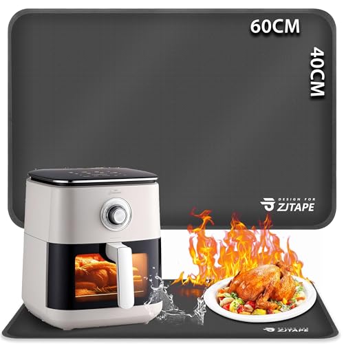 ZJTAPE Feuerfeste Unterlage, Hitzeschutzmatte - 60x40cm, Hitzebeständige Matte für Arbeitsplattenschutz, Rutschfest & Wasserdicht Silikonmatten für Mikrowelle, Fritteuse, Airfryer (Dunkelgrau) von ZJTAPE