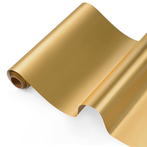 ZJTAPE Selbstklebendes Plotterfolie Vinyl - Mattes Gold, Holographisches Selbstklebend Vinylfolie - 30,5 x 250 cm, Mattes Metallisch Plotterfolie Selbstklebende Permanent für Kamee und DIY Dekoration von ZJTAPE