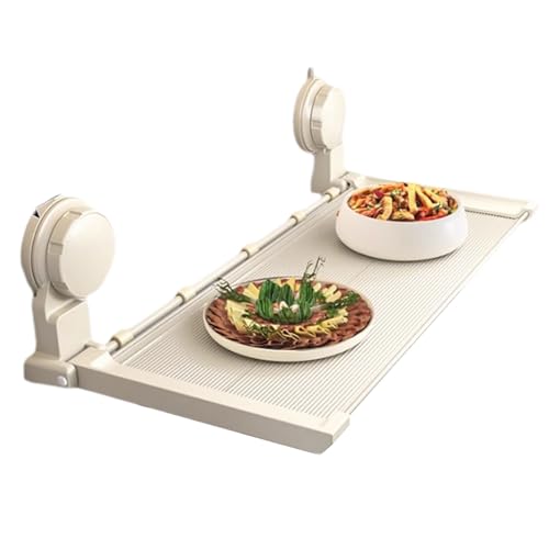ZJTHY Aluminium Klapp Geschirr Lagerung Rack Mit Haken Mehrzweck Platzsparende Geschirr Racks Wand-montiert Abtropffläche Organizer(Blanc,39cm) von ZJTHY