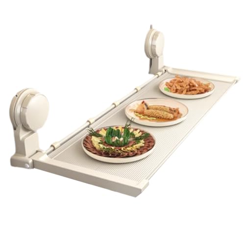 ZJTHY Aluminium Klapp Geschirr Lagerung Rack Mit Haken Mehrzweck Platzsparende Geschirr Racks Wand-montiert Abtropffläche Organizer(Blanc,48cm) von ZJTHY