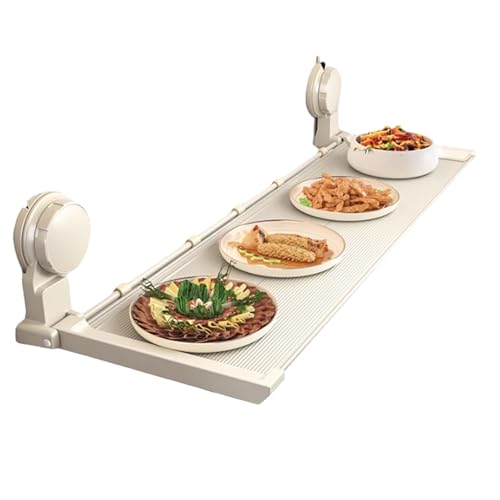 ZJTHY Aluminium Klapp Geschirr Lagerung Rack Mit Haken Mehrzweck Platzsparende Geschirr Racks Wand-montiert Abtropffläche Organizer(Blanc,56cm) von ZJTHY