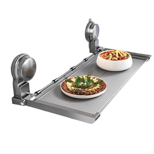 ZJTHY Aluminium Klapp Geschirr Lagerung Rack Mit Haken Mehrzweck Platzsparende Geschirr Racks Wand-montiert Abtropffläche Organizer(Grey,39cm) von ZJTHY