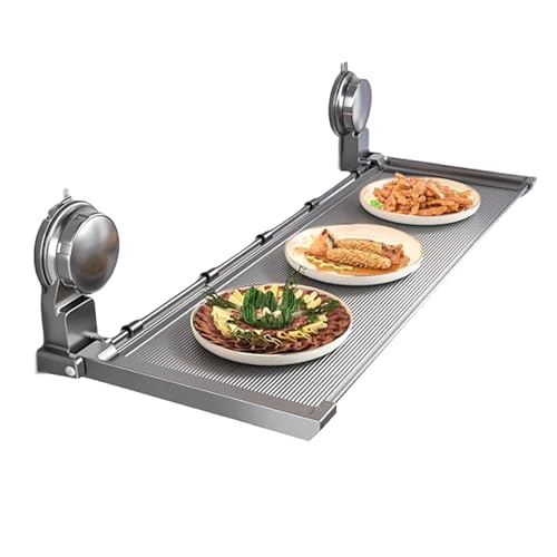 ZJTHY Aluminium Klapp Geschirr Lagerung Rack Mit Haken Mehrzweck Platzsparende Geschirr Racks Wand-montiert Abtropffläche Organizer(Grey,48cm) von ZJTHY