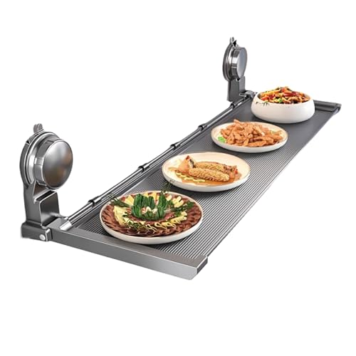 ZJTHY Aluminium Klapp Geschirr Lagerung Rack Mit Haken Mehrzweck Platzsparende Geschirr Racks Wand-montiert Abtropffläche Organizer(Grey,56cm) von ZJTHY
