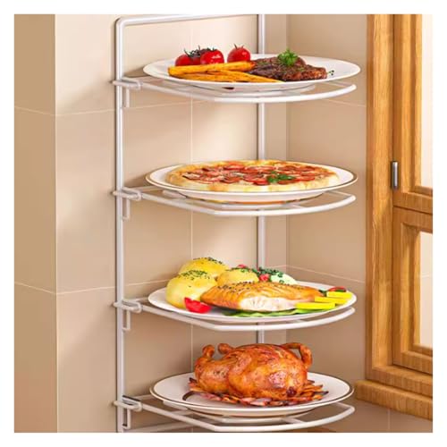 ZJTHY Klappbarer Geschirrständer aus Eisen, Leichter Abtropfständer, Organizer, wandmontierter Faltbarer Abtropfständer for Schüsseln, Teller und Geschirr(Blanc,4-Tier) von ZJTHY