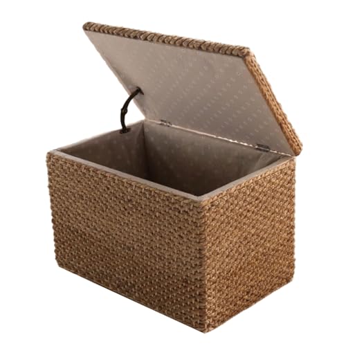 ZJTHY Rattan -Osmanen mit Holzrahmen versteckte Lagerung Fußhocker robuster Aufbewahrungshocker sparen Raumspeicher Stuhl Ottomane von ZJTHY