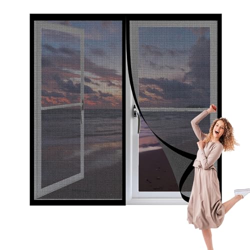 Fliegengitter Fenster 168 x 85 cm Insektenschutz Magnetischer Fliegenvorhang Moskitonetz Ohne Bohren mit Starkem Klettband für Alle Arten von Fenstern, Schwarz Fliegengitter Fenster 168 x 85 cm Insektenschutz Magnetischer Fliegenvorhang Moskitonetz Ohne Bohren mit Starkem Klettband für Alle Arten von Fenstern, Schwarz von ZJUNLI