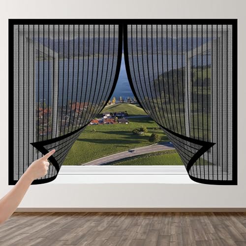 Fliegengitter Fenster Magnet 90 x 113 cm Insektenschutz Fensternetz Ohne Bohren Kinderleichte Klebemontage für Terrasse Schlafzimmer Usw., Schwarz Fliegengitter Fenster Magnet 90 x 113 cm Insektenschutz Fensternetz Ohne Bohren Kinderleichte Klebemontage für Terrasse Schlafzimmer Usw., Schwarz von ZJUNLI