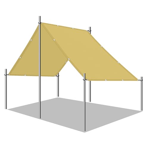 Sichtschutz mit Ösen 2.4 x 9.5 m Wasserabweisend Sonnenschutz Windschutz mit 98% Uv Schutz Terrassendach Sichtschutz mit Ösen Und Befestigungsseile für Garten Terrasse, Sandgelb von ZJUNLI