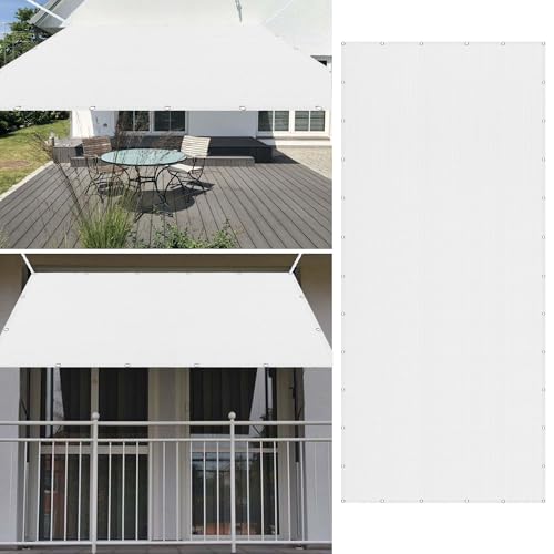 Sonnensegel Atmungsaktiv 280 x 550 cm Rechteckig Atmungsaktiv 98% UV Schutz Schattierungsnetz inkl Befestigungsseile Vielen Größen mit Spannseilen für Terrasse Balkon, Weiß von ZJUNLI