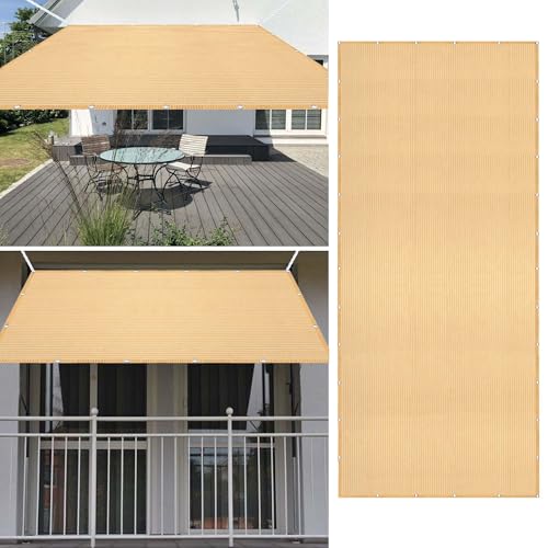 Sonnensegel Atmungsaktiv 310 x 610 cm Rechteckig Atmungsaktiv 98% UV Schutz Schattierungsnetz inkl Befestigungsseile Vielen Größen mit Spannseilen für Terrasse Balkon, Creme Farben von ZJUNLI