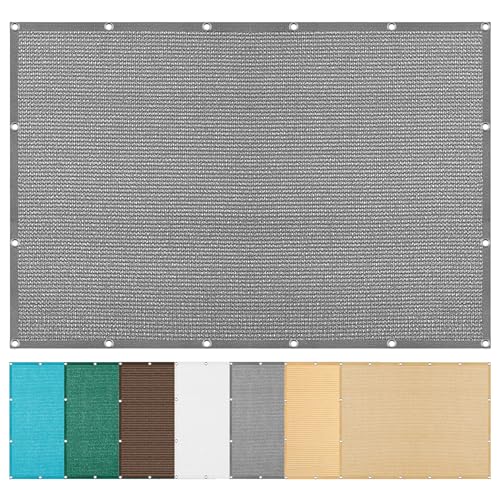 Sonnensegel Atmungsaktiv 564 x 638 cm Rechteckig Atmungsaktiv 98% UV Schutz Garten Schattierungsnetz Ohne Bohren mit Ösen Segeltuch für Balkon Terrasse Garten Outdoor, Hellgrau von ZJUNLI
