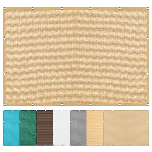 Sonnensegel Atmungsaktiv 569 x 630 cm Rechteckig Atmungsaktiv 98% UV Schutz Garten Schattierungsnetz Ohne Bohren mit Ösen Segeltuch für Balkon Terrasse Garten Outdoor, Sandgelb von ZJUNLI