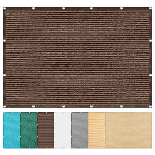 Sonnensegel Atmungsaktiv 569 x 632 cm Rechteckig Atmungsaktiv 98% UV Schutz Garten Schattierungsnetz Ohne Bohren mit Ösen Segeltuch für Balkon Terrasse Garten Outdoor, braun von ZJUNLI