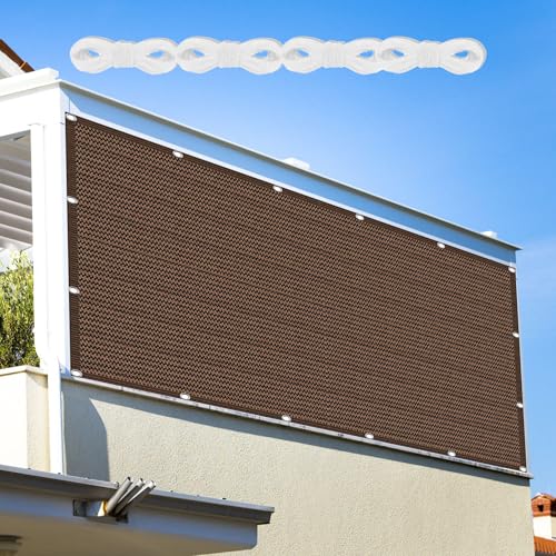 Sonnensegel Atmungsaktiv Rechteckig mit Ösen 165 x 200 cm Rechteckig Atmungsaktiv 98% UV Schutz Schattierungsgewebe mit Ösen Und Befestigungsseile für Garten Camping, braun von ZJUNLI