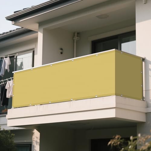Sonnensegel Wasserabweisend 2.5 x 7 m Rechteckig Wasserdicht 98% UV Schutz Schatten Mesh Abdeckung mit Ösen Seil PES Polyester UV Schutz Ohne Bohren für Garten Camping, Creme Farben von ZJUNLI