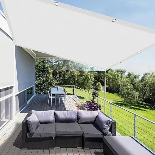 Sonnensegel Wasserdicht 9 x 10 m Rechteckig Wasserdicht 98% UV Schutz Sonnendach Beschattung Ohne Bohren mit Ösen Segeltuch für Terrasse Balkon, Khaki von ZJUNLI