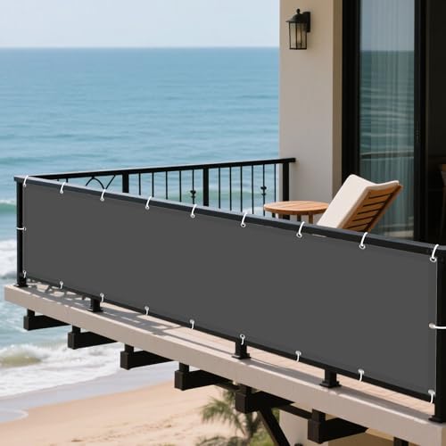 Sonnensegel Wasserdicht Rechteckig mit Ösen 350 x 565 cm Rechteckig Wasserdicht 98% UV Schutz Schattentuch Quadrat mit Ösen Und Befestigungsseile für Terrasse Camping, Dunkelgrau von ZJUNLI