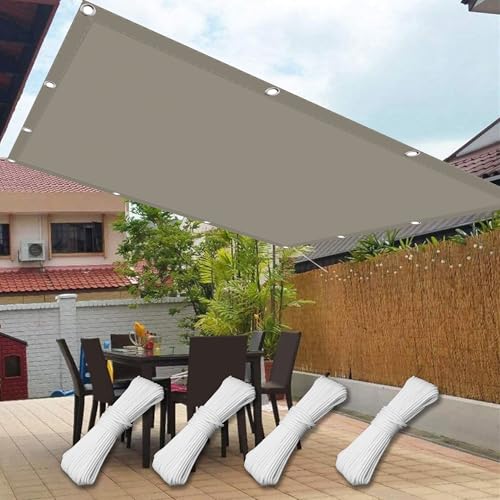 Wasserdicht Sonnenschutz 9 x 10 m Sichtschutz UV Schutz Imprägniert Sonnenschutz Markise Garten mit Ösen Und Befestigungsseile für Außenbereich Garten, Taupe von ZJUNLI
