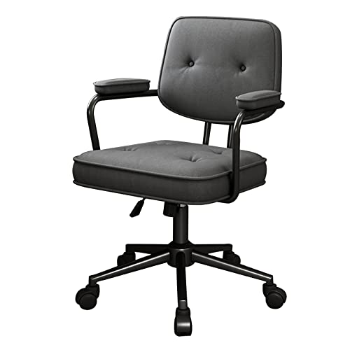 Ergonomischer Bürostuhl, Schreibtischstuhl mit mittlerer Rückenlehne und stummgeschalteten PU-Rädern, drehbarer Computer-Arbeitsstuhl für das Büro, 120°-Neigungsfunktion (schwarz) von ZJXDPBF