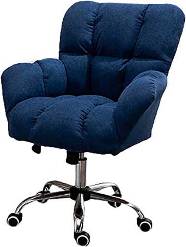 Home-Office-Stuhl, ergonomischer Schreibtischstuhl, drehbarer Computerstuhl, Fünf-Sterne-Stahlfußständer und Stummschaltrolle (höhenverstellbar) (blau) von ZJXDPBF