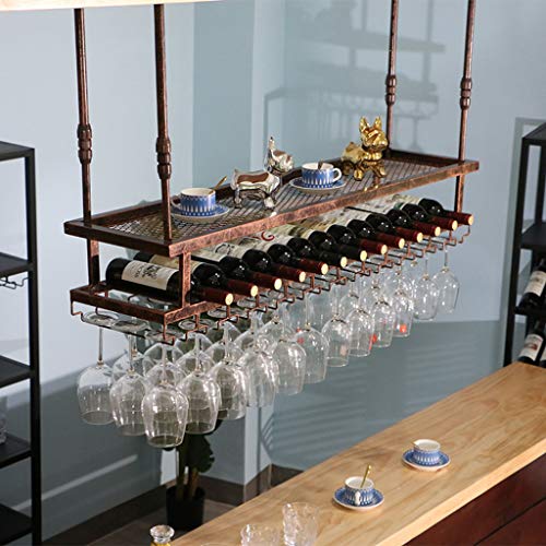 Weinregale, Decken-Weinhalter, Flaschenglasregale, hängende Kelch- und Stielglasregale, Vintage-Wohnkultur, Metalleisen von ZJXDPBF