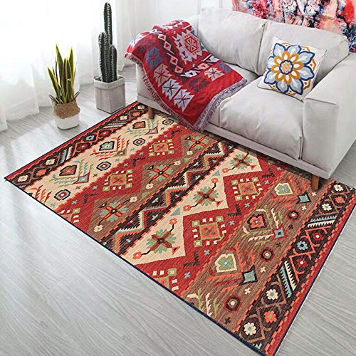 ZJXSNEH Böhmische Teppiche im persischen Stil Rutschfester Teppich für Wohnzimmer Schlafzimmer Studie Rechteck Teppiche Boho Marokko Ethnische Tapis-Matten-braun 40x60cm von ZJXSNEH