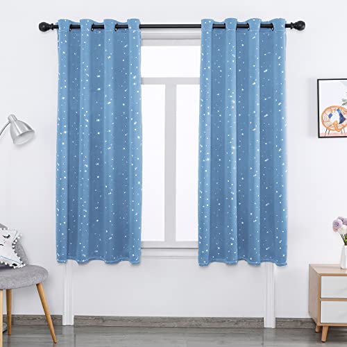 Mode Einzigartiges Design Moderne Verdunkelungsvorhänge für Fensterbehandlung Wohnzimmer Kinder Blaue Sterne (Breite x Hoch) B86cm x H137cm x 1PC von ZJXSNEH