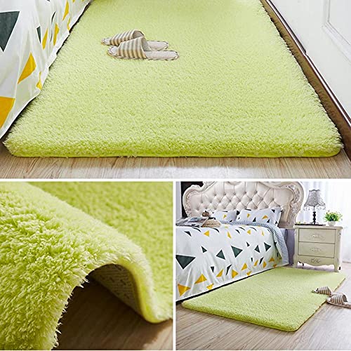 ZJXSNEH Nordic Flauschiger Teppich für Schlafzimmer Wohnzimmer Große Größe Plüsch Anti-Rutsch Weiche Türmatte Kinder Teppiche für Zimmer-Apfelgrün 60x160 cm von ZJXSNEH