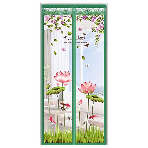 ZJXSNEH Anti-Mücken-Vorhang Magnetische Softscreen-Tür Kein Magnetstreifen Verschlüsseltes Bildschirmfenster Im Sommer Grüner Lotus 90X230CM von ZJXSNEH