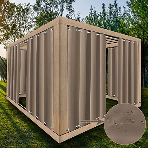 ZJXSNEH AußEnterrassenvorhäNge Wasserdichter Extra Breiter Vorhang wasserdichte Winddichte VorhäNge für Veranda Pavillon Pergola üBerdachung Duschpool Braun (Breite x Hoch) B132cm X H213cm x 1PC von ZJXSNEH