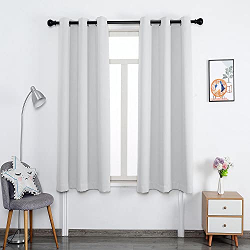 ZJXSNEH Blickdichte Gardinen Verdunkelungsvorhang - Lichtundurchlässige Vorhang mit Ösen für Schlafzimmer Geräuschreduzierung Weiß Breite 86x Höhe 114cm|2er Set von ZJXSNEH