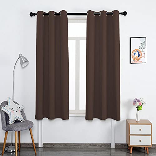 ZJXSNEH Gardinen Vorhang Blickdicht mit Ösen, leichte & weiche Verdunklungsvorhänge für Wohnzimmer Schlafzimmer Tür Braun Breite 220x Höhe 220cm|2er Set von ZJXSNEH