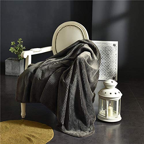 ZJXSNEH Kuscheldecke Wohndecke Hochwertige Flauschige Waffelpique Decke Weiche Microfaser Flanell Sofadecke Fleece Tagesdecke Dunkelgrau 200X160CM von ZJXSNEH