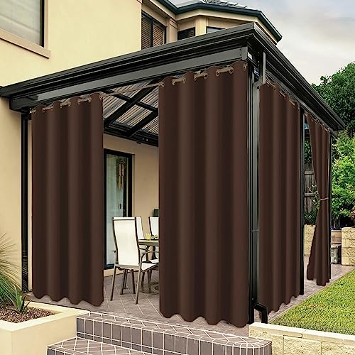 ZJXSNEH Outdoor-Vorhänge für Terrasse,Wasserdichter Voile-Vorhang für Pavillon,Veranda,Pergola,Ösen Oben,Fenstervorhänge,Gartendekoration Braun[1PC | 152.4cm x 215.9cm (W x L)] von ZJXSNEH