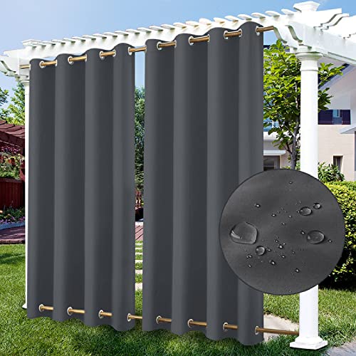ZJXSNEH Outdoor-Vorhang, wasserdichte und wärmeisolierte Doppelösen(Oben und unten) Windschutz-Terrassenvorhang Halten Sie Privatsphäre Dunkelgrau(Breite x Hoch) B260cm x H100cm x 1PC von ZJXSNEH