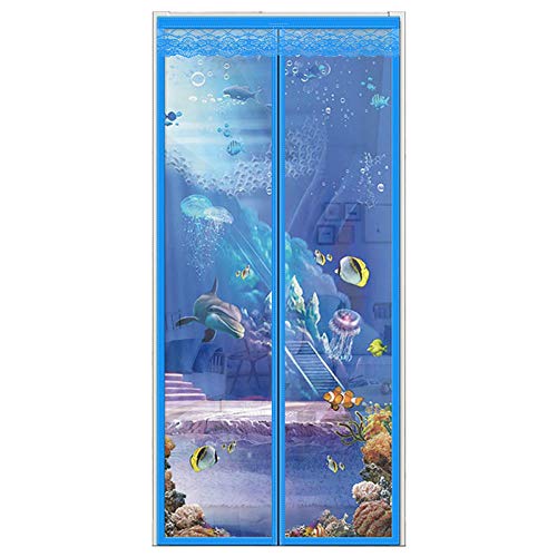 ZJXSNEH Summer Magic Glue Türvorhang Moskitosicherer Türvorhang Bildschirmtür Moskitosicherer Magnetischer Softscreen-Türvorhang Die Unterwasserwelt 95X200CM von ZJXSNEH