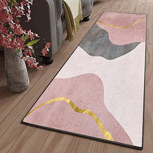 ZJXSNEH Teppich Geometrische Flur Läufer Teppich rutschfeste Länge for Corridor Rosa 60X240CM Rechteck von ZJXSNEH