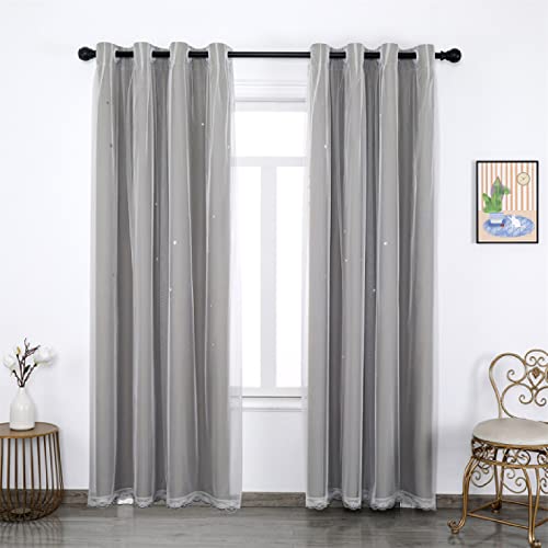 ZJXSNEH Tüllvorhänge im Wohnzimmer Vorhänge für Zimmerflur Tüll für Fenster Dekoration Home Interior Garland Curtain Grau-einfarbig (Breite x Hoch) B150cm x H120cm x 1PC von ZJXSNEH