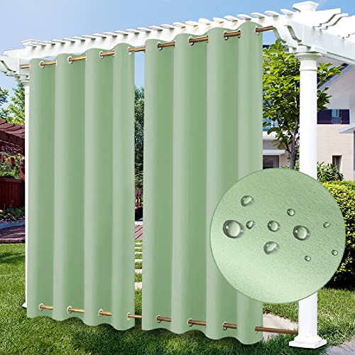 ZJXSNEH Wärmeisolierter Tüll Rasenvorhang Wasserdicht Atmungsaktiv Voile Sheer Divider Outdoor Vorhänge Garden Patio Treatment HellgrüN(Breite x Hoch) B100cm x H180cm x 1PC von ZJXSNEH