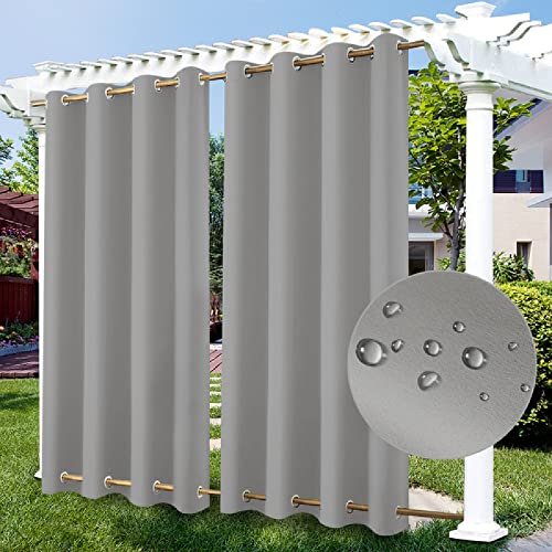 ZJXSNEH Wasserdichter Außenvorhang Blackout Patio Vorhänge Fenstervorhänge für Veranda Pergola Cabana Pavillon Grau(Breite x Hoch) B180cm x H270cm x 1PC von ZJXSNEH