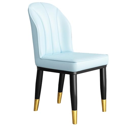 ZJYIGOWL Esszimmerstühle Aus Leder Mit Metallbeinen Gepolsterter Moderner Esszimmerstuhl Armloser Akzentstuhl Mit Rückenlehne, Komfortpolster Kommerzieller Hocker Für Wohnzimmer(Blauw) von ZJYIGOWL