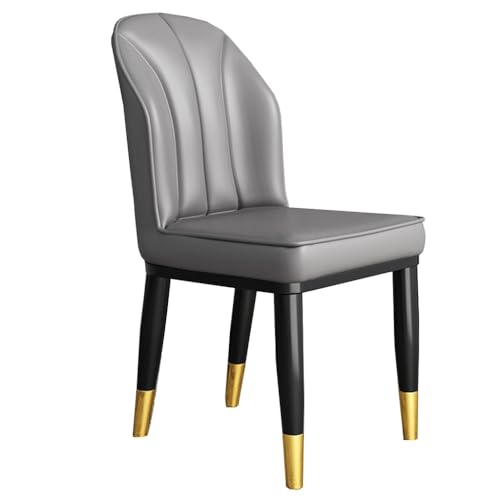 ZJYIGOWL Esszimmerstühle Aus Leder Mit Metallbeinen Gepolsterter Moderner Esszimmerstuhl Armloser Akzentstuhl Mit Rückenlehne, Komfortpolster Kommerzieller Hocker Für Wohnzimmer(Grey) von ZJYIGOWL